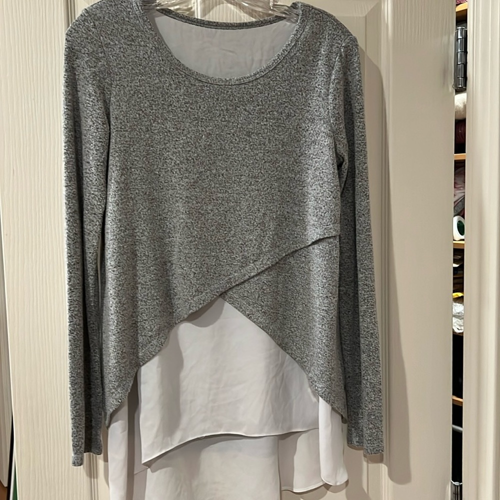 Super cute Faux Double Layer LS top